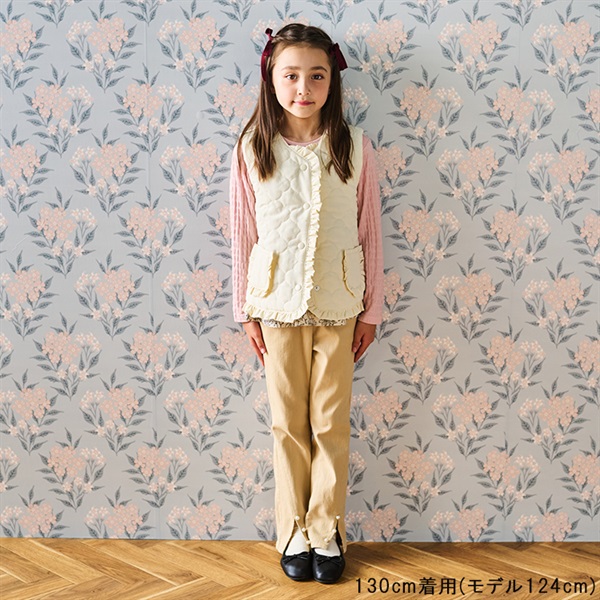 お花キルティングフリル付き中綿ベスト ベスト｜子供服・ベビー服の