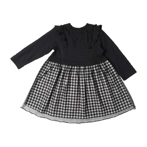 チュールドッキングチェック・花柄切替ワンピース ワンピース｜子供服