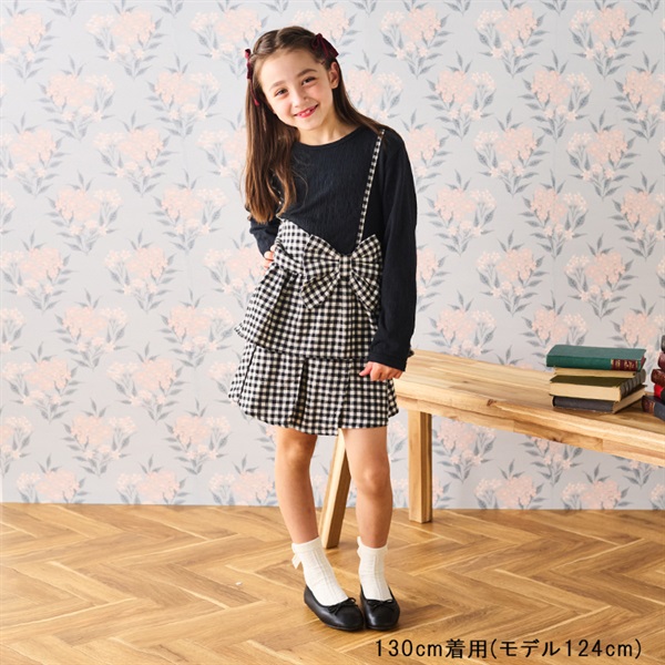 チェック・花柄プリーツキュロットパンツ ハーフ・ショートパンツ