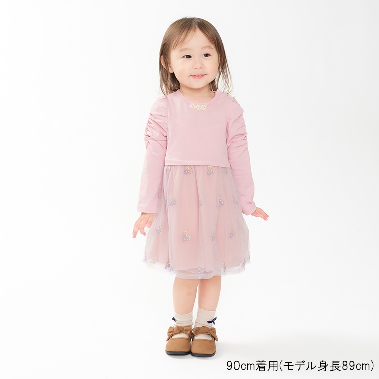 花柄チュールスカート長袖ワンピース ワンピース｜子供服・ベビー服の通販はこどもの森 - メーカー直営公式 ベビー スパンコール チュールスカート 長袖 プリンセススカート 春 秋 キッズ 子供 フラワー柄 子どもワンピース ワンピース ベ