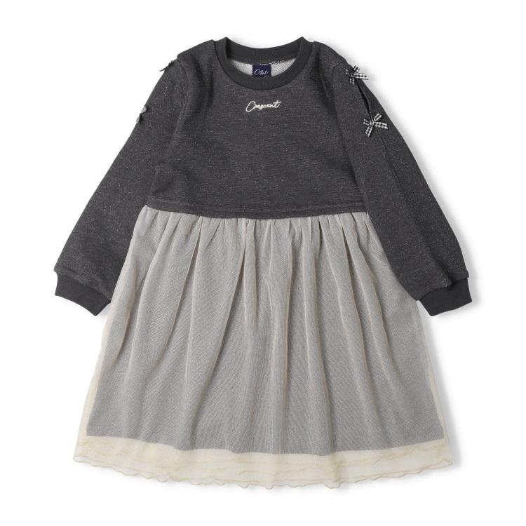 ラメチュールスカート裏毛長袖ワンピース ワンピース｜子供服