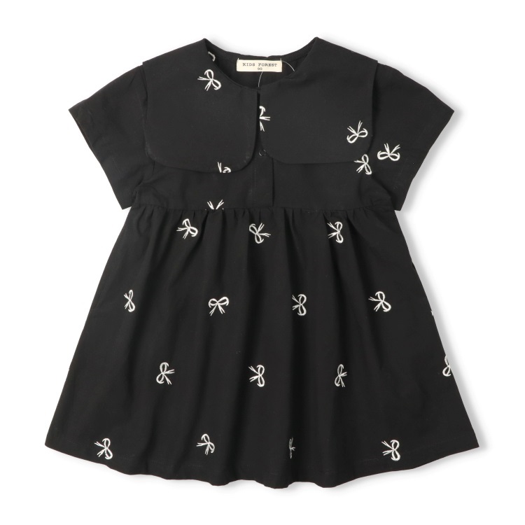 WEB限定】リボン柄刺繍半袖ワンピース ワンピース｜子供服・ベビー服の