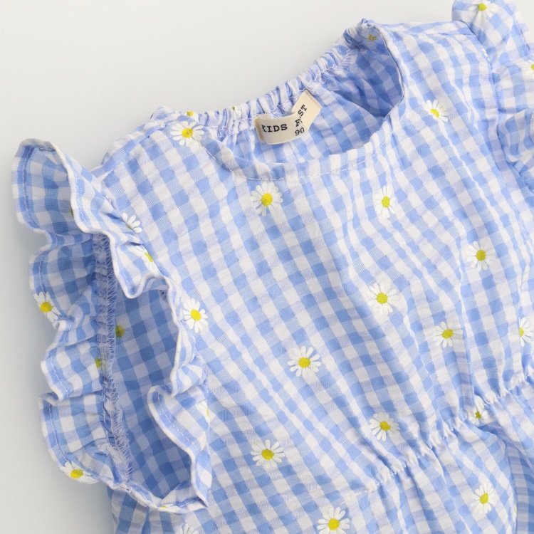 WEB限定】ギンガムチェック花柄ワンピース ワンピース｜子供服