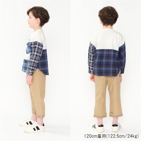 チェック柄切替長袖Tシャツ 長袖Tシャツ｜子供服・ベビー服の通販は