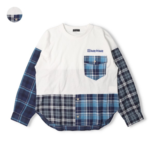 チェック柄切替長袖Tシャツ 長袖Tシャツ｜子供服・ベビー服の通販は