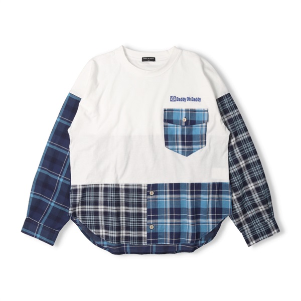 チェック柄切替長袖Tシャツ 長袖Tシャツ｜子供服・ベビー服の通販は