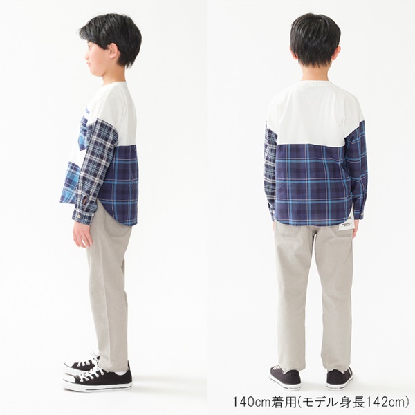 チェック柄切替長袖Tシャツ 長袖Tシャツ｜子供服・ベビー服の通販は