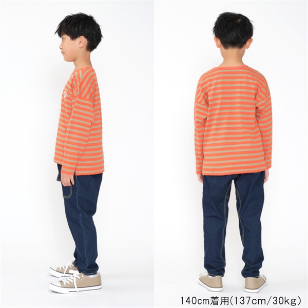先染めボーダー長袖Tシャツ・ロンT(140cm-160cm) 長袖Tシャツ｜子供服