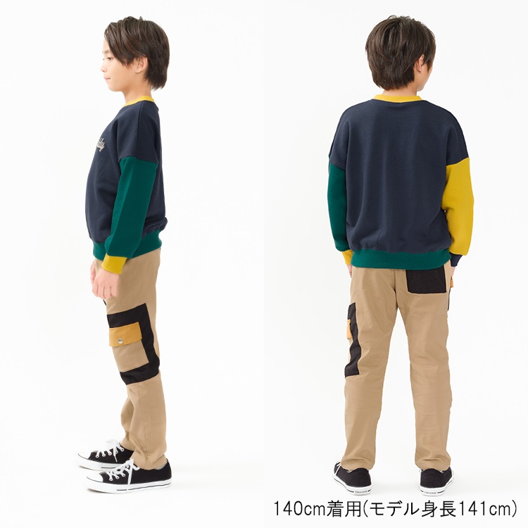 ロゴ刺繍クレイジー配色裏毛トレーナー トレーナー｜子供服・ベビー服