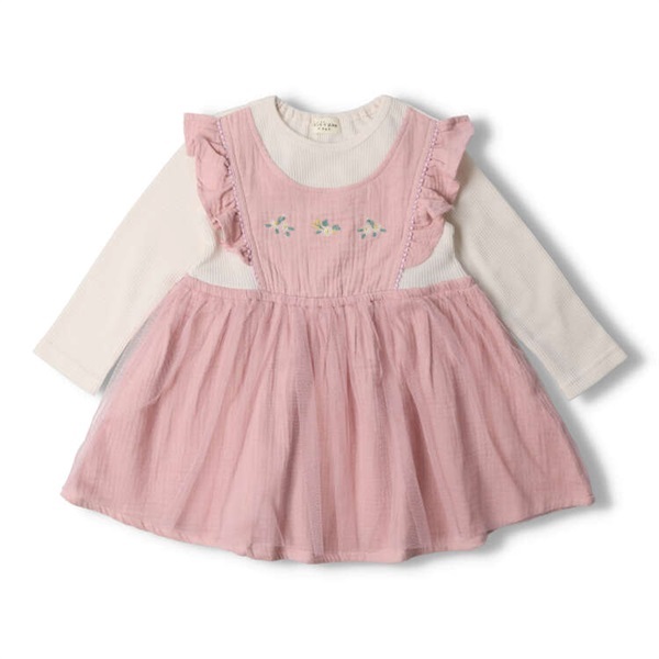 Wガーゼエプロンワンピース ワンピース｜子供服・ベビー服の通販は