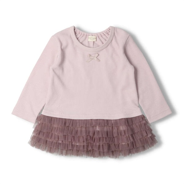 裾チュールフリル付き長袖Tシャツ ベビートップス｜子供服・ベビー服