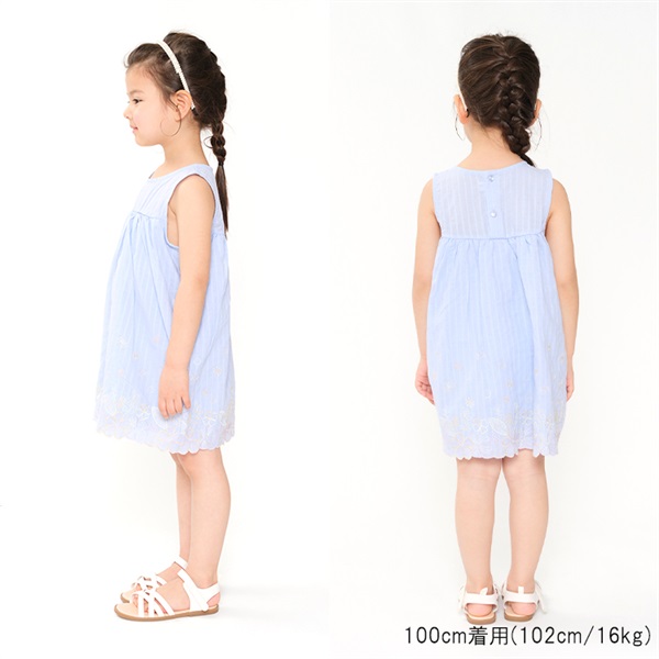 お花刺繍ノースリーブワンピース ワンピース｜子供服・ベビー服の通販
