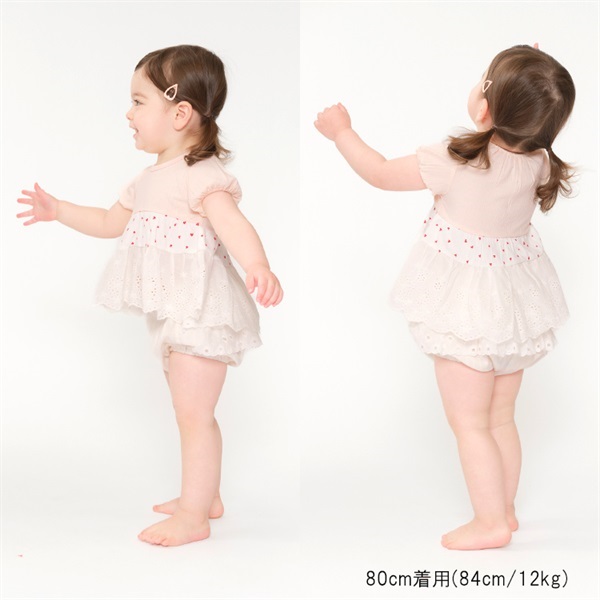 ハート柄レース切替半袖Tシャツ ベビートップス｜子供服・ベビー服の