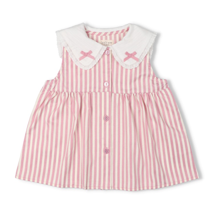 うさ耳セーラー衿ストライプチュニック ベビートップス｜子供服