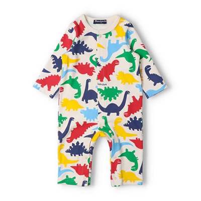 恐竜総柄長袖Tシャツロンパース