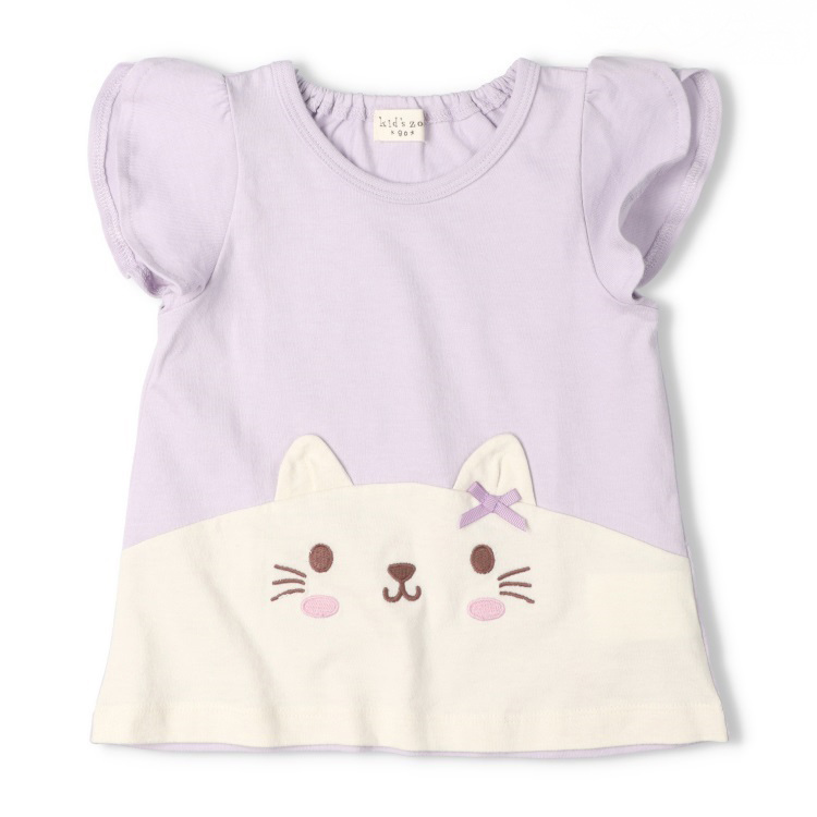 ねこ・うさぎ切替半袖Tシャツ