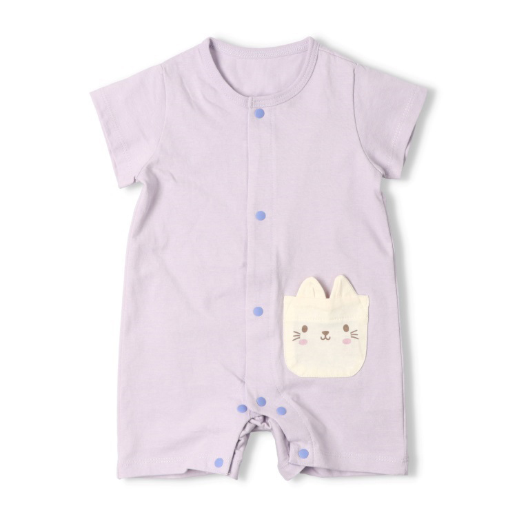 ねこ・うさぎポケット半袖ロンパース