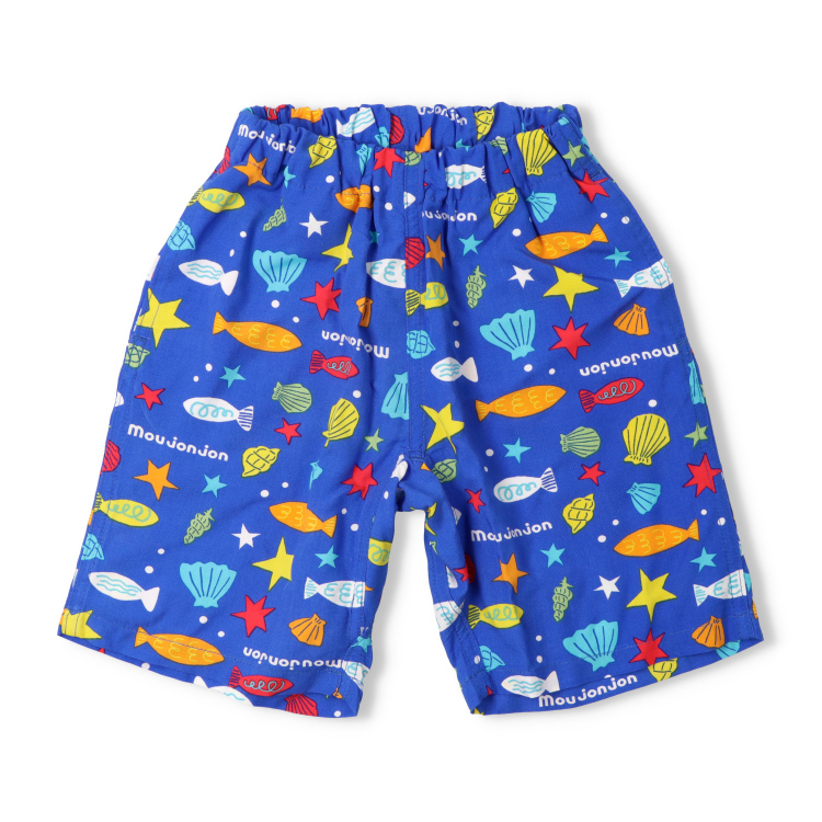 お魚柄レーヨン5分ハーフパンツ
