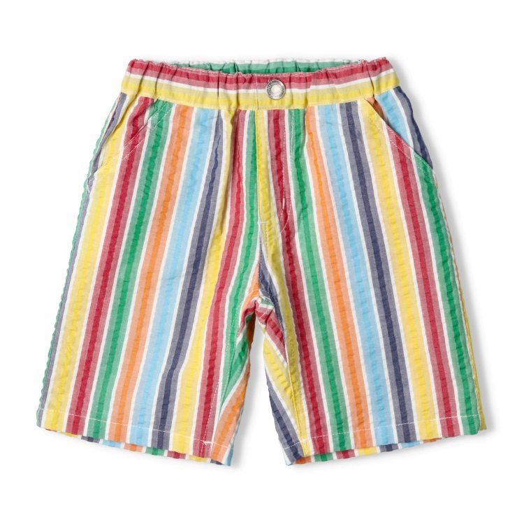 サッカーストライプ5分丈ハーフパンツ