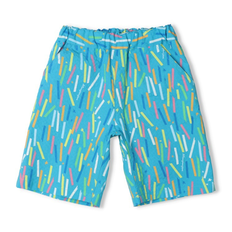 シアサッカーカラフルプリントハーフパンツ