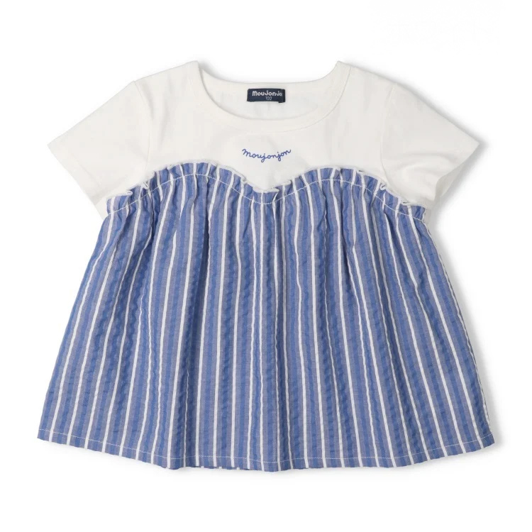 ストライプ切替半袖Tシャツ