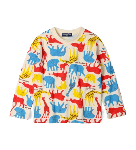 動物・総柄接結長袖Tシャツ