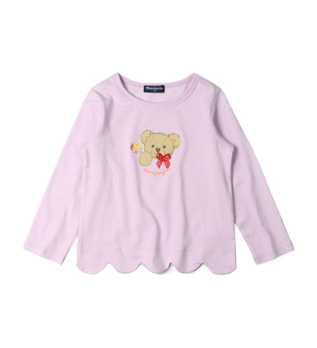 くま・プリント裾スカラップ長袖Tシャツ