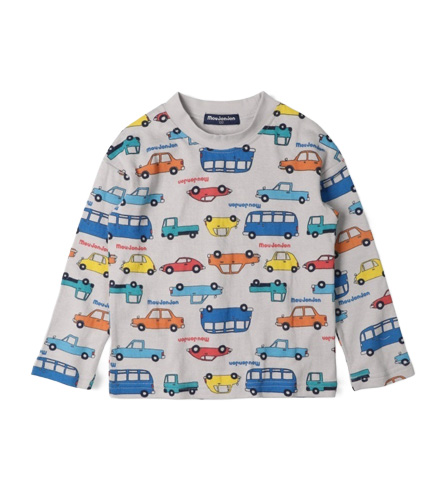 車総柄接結長袖Tシャツ