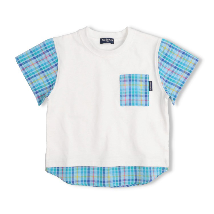 チェック柄切替半袖Tシャツ