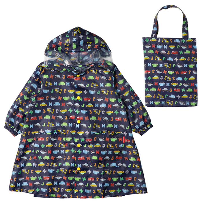 車ロゴ総柄レインコート