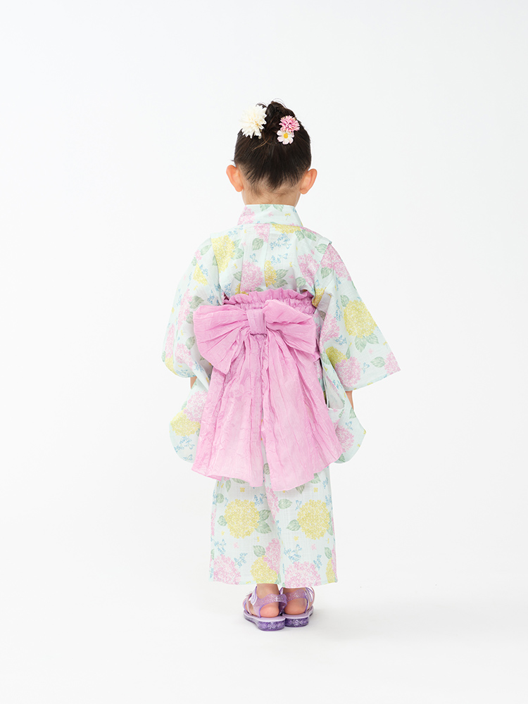 【WEB限定】あじさい柄浴衣・帯セットサックス