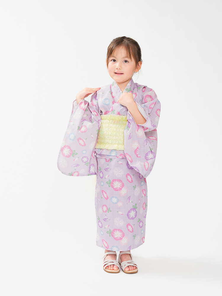 【WEB限定】朝顔柄浴衣・帯セットラベンダー
