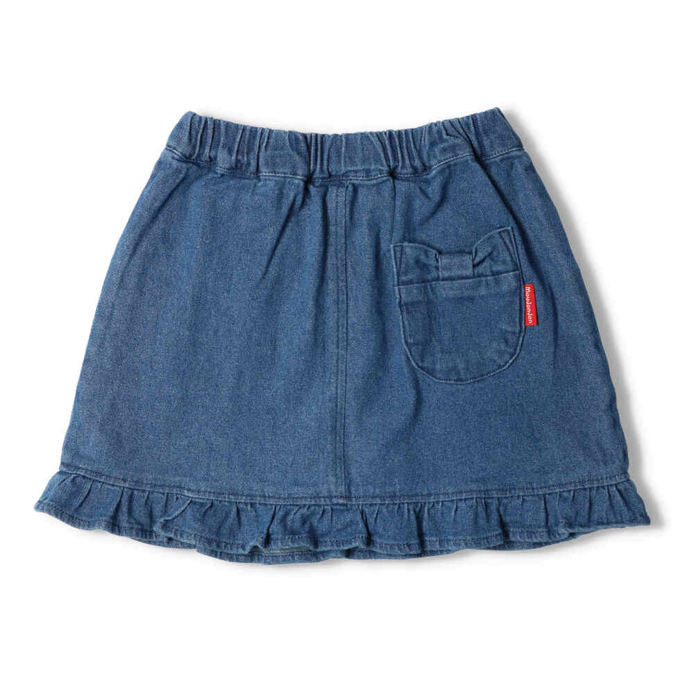 Check denim ruffle skirt