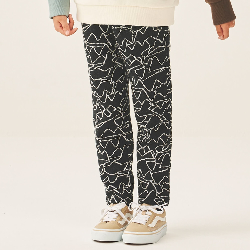 Yamagara Fleece Jacquard Long Pants (Black, 100cm)