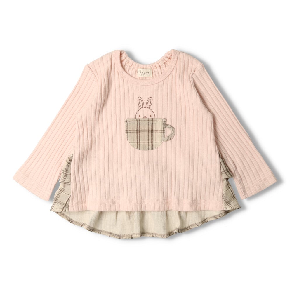 うさぎプリントチェック切替長袖Tシャツ | 子供服の通販はこどもの森