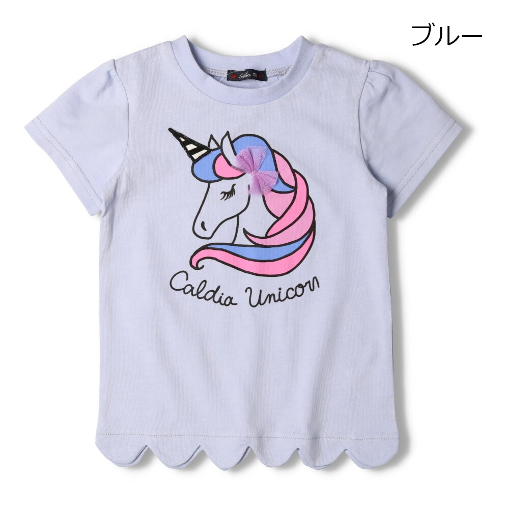 チュールリボン裾スカラッププリント半袖Ｔシャツ | 子供服の通販は