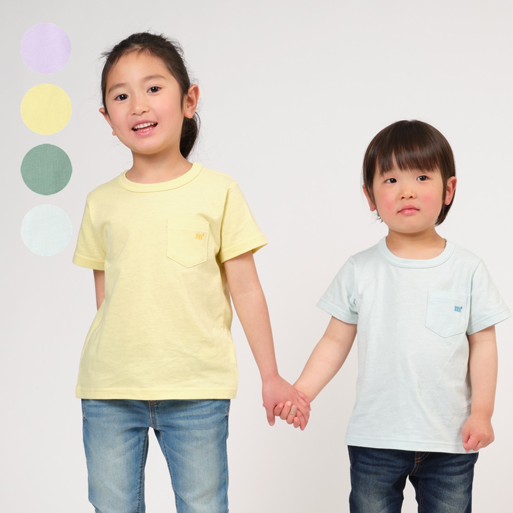 胸ポケットm刺繍入無地半袖カラーＴシャツ | 子供服の通販はこどもの森