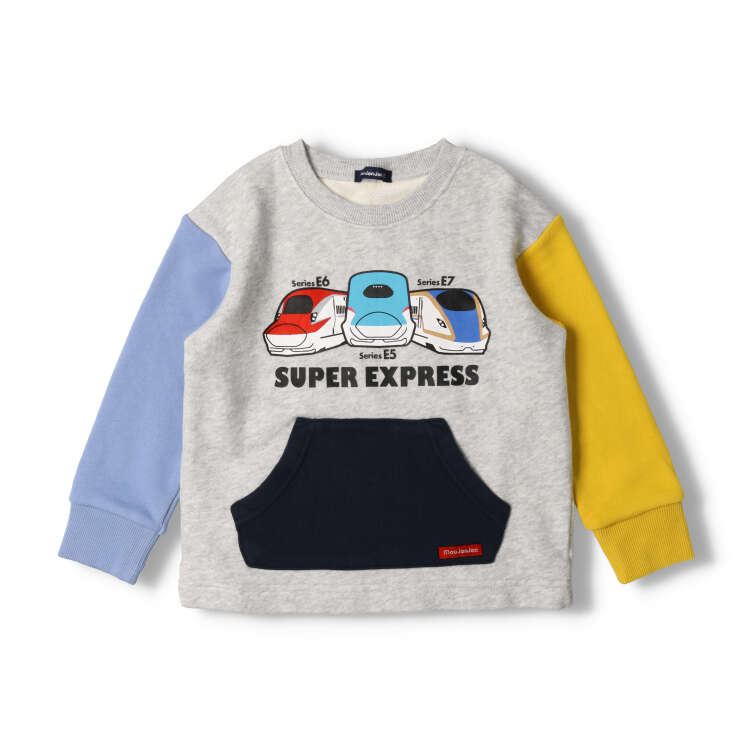Shinkansen train print color scheme switching fleece sweatshirt