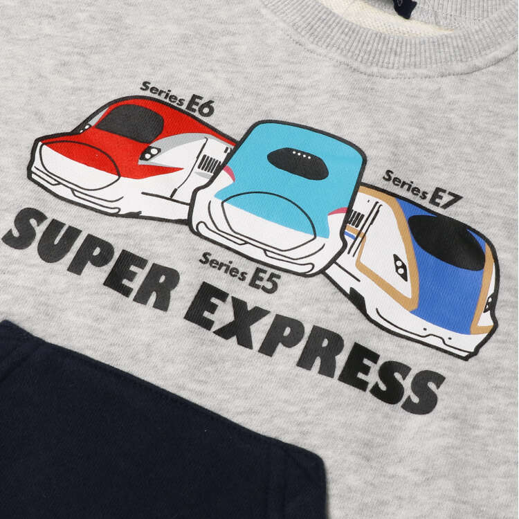 Shinkansen train print color scheme switching fleece sweatshirt
