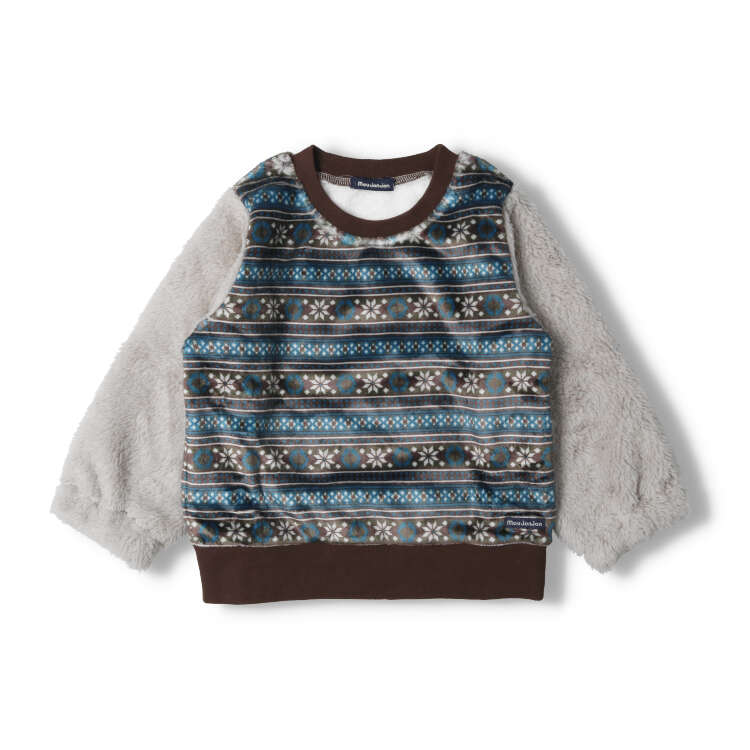 Fair Isle pattern sleeve boa sweatshirt