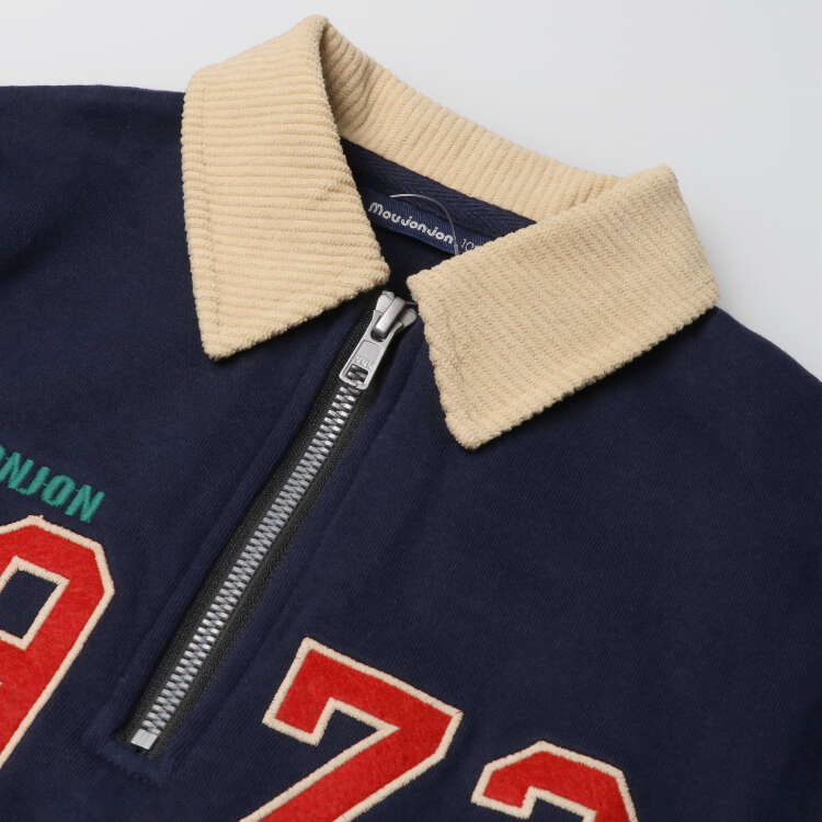 Half-zip brushed lining sweatshirt with collar