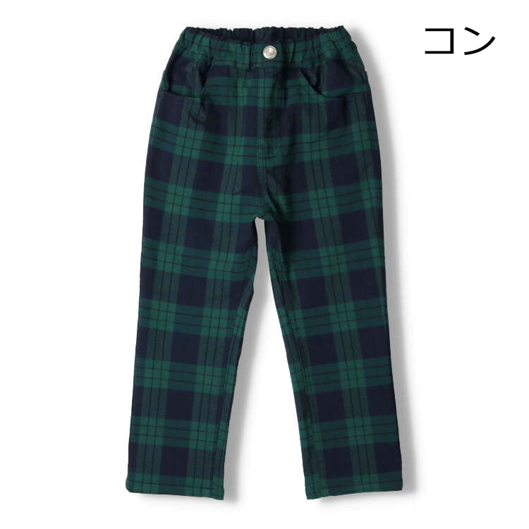 Check pattern fluffy twill brushed lining pants