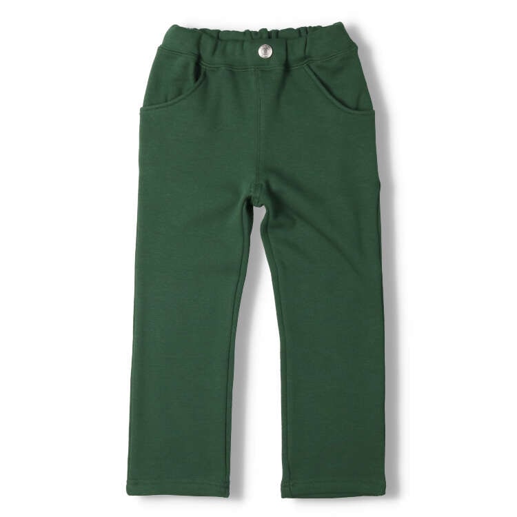 Super-warm plain straight long pants with brushed lining