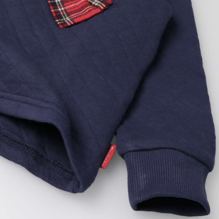 Knitted quilted sweatshirt with plaid ribbon