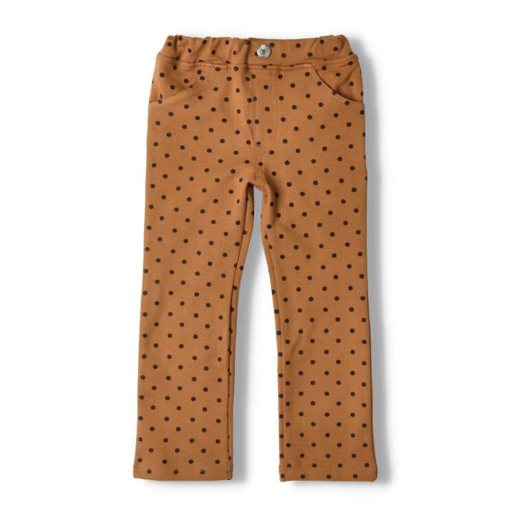 Stretch mini fleece polka dot pattern long pants
