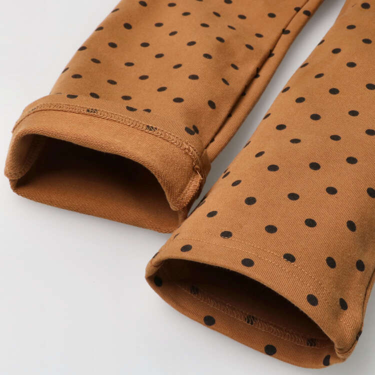 Stretch mini fleece polka dot pattern long pants