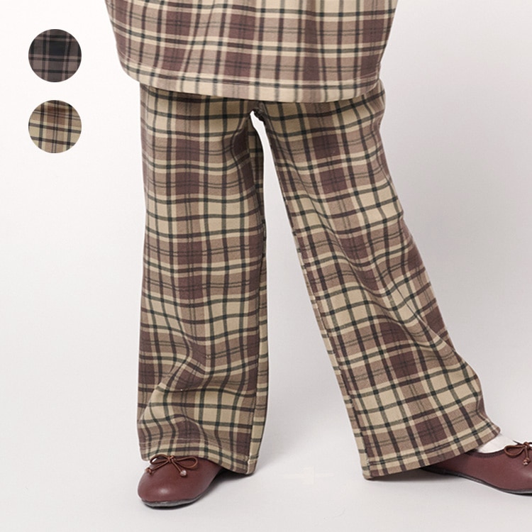 Check pattern wide pants (cha, 130cm)