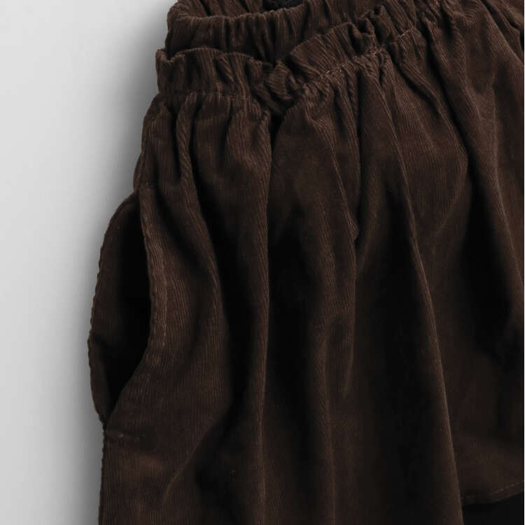 Super warm brushed lining pants with corduroy skirt