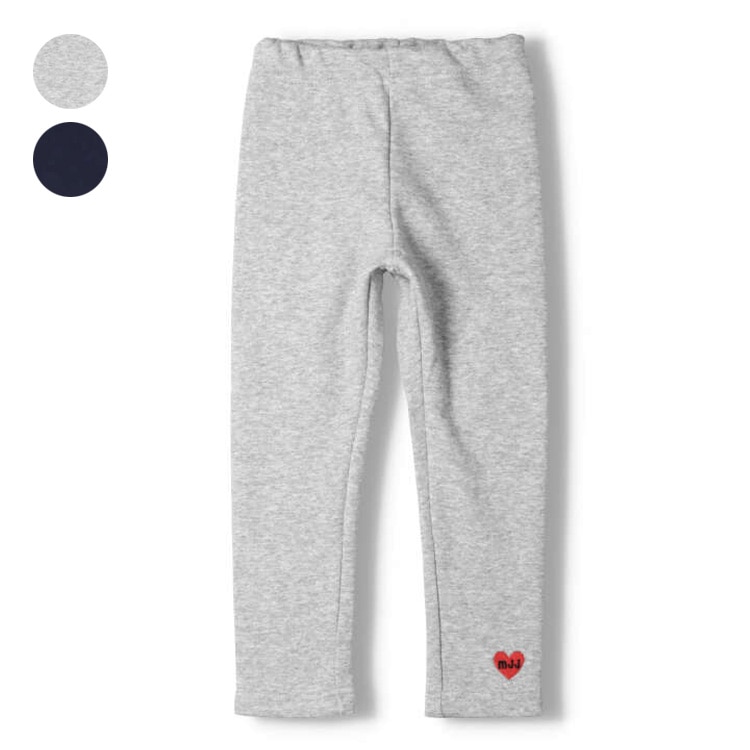 Super warm brushed lining leggings with heart embroidery (gray, 110cm)