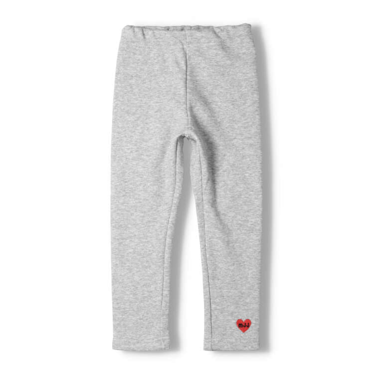 Super warm brushed lining leggings with heart embroidery